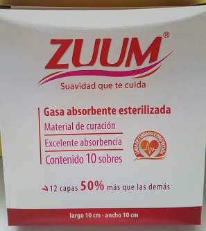 Zuum Sterile Gauze - Gasa Esterilizada 10cm x 10cm 12ply 10ct