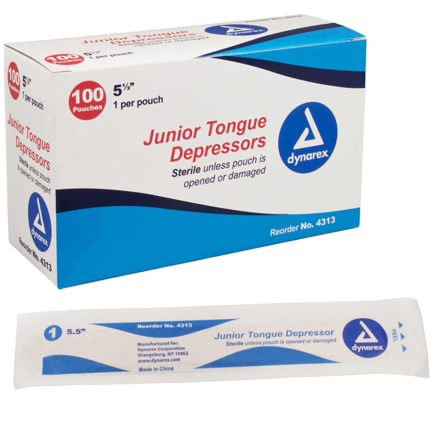 Junior Tongue Depressors, Sterile - 5 1/2", Wood 100/pk