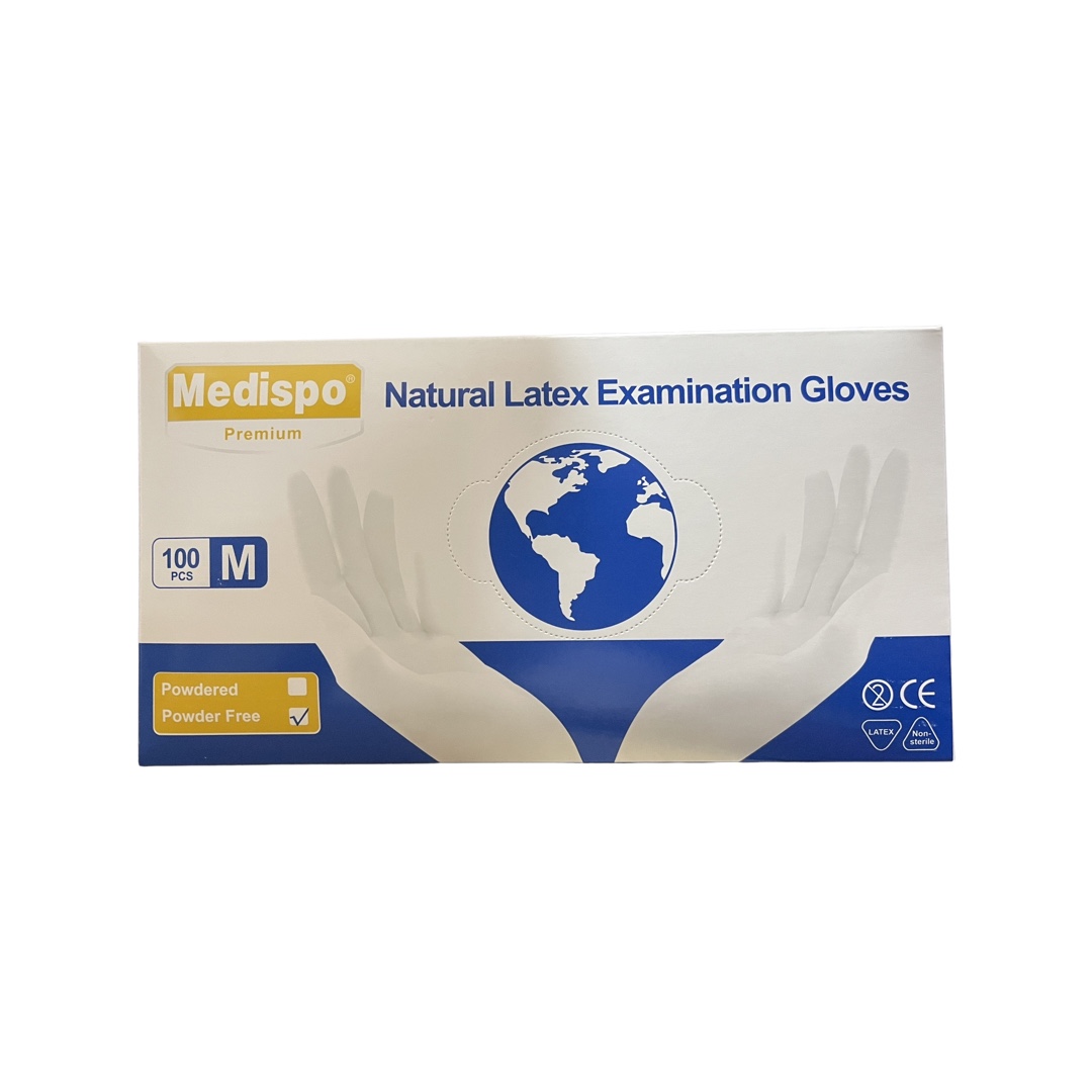 Powder Free Latex Examination Gloves Size Medium 100/pk