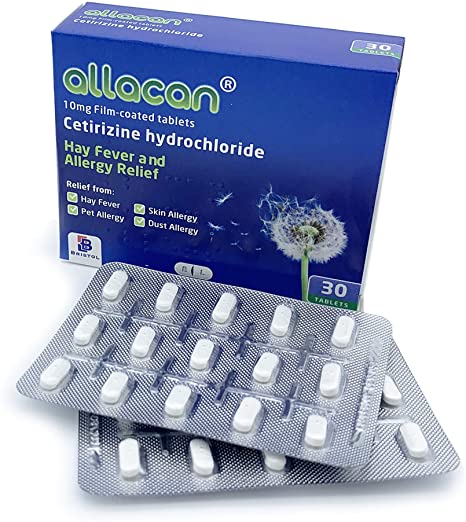 Allacan Cetirizine Hydrochloride 10mg 30ct RELOCHEM PRESENTATION