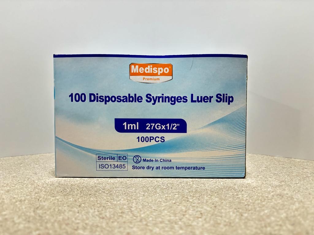 1ml Syringe with Needle 27G x 1/2" x 100