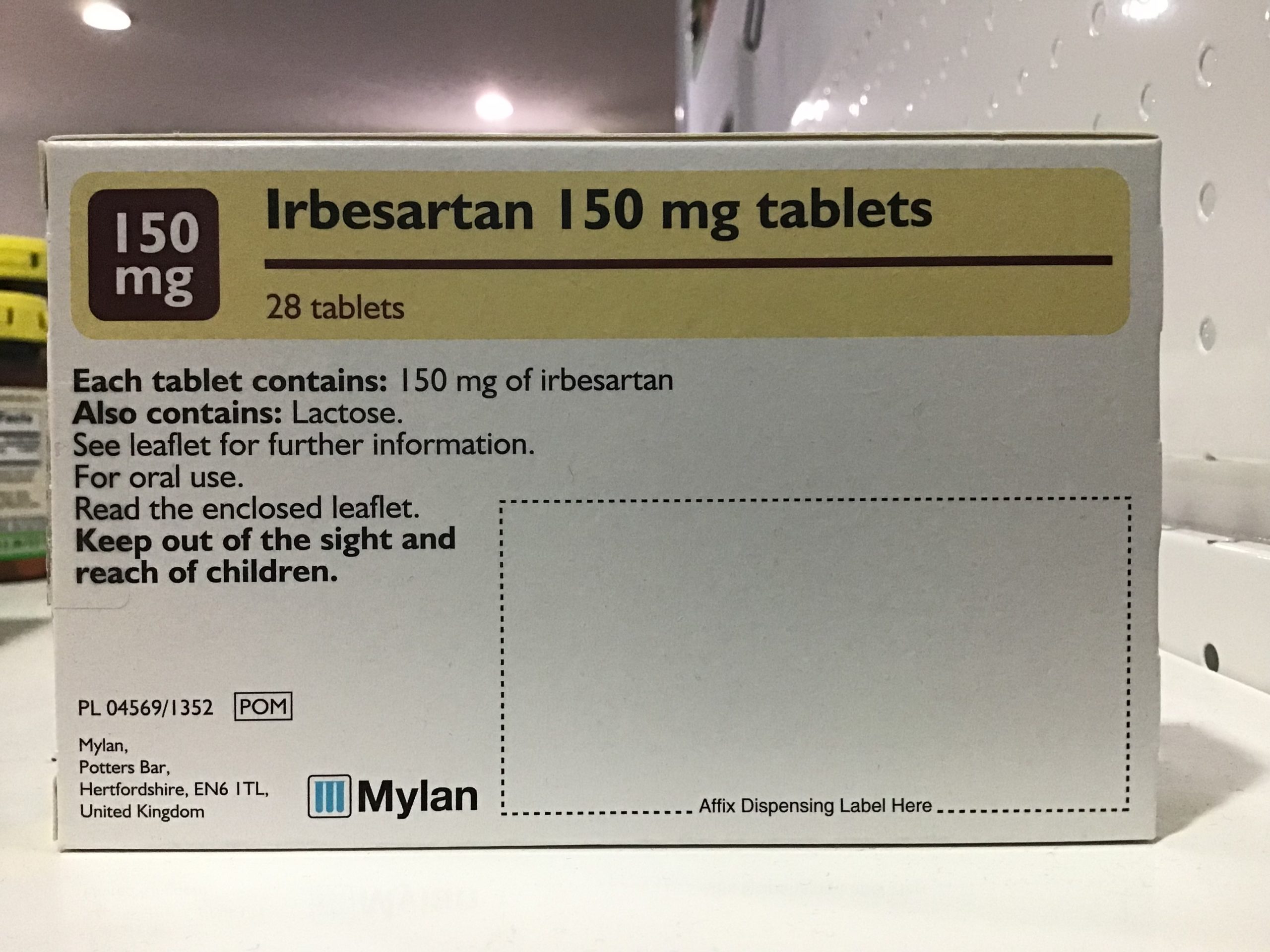 Irbesartan 150mg x 28 CT UK Generics