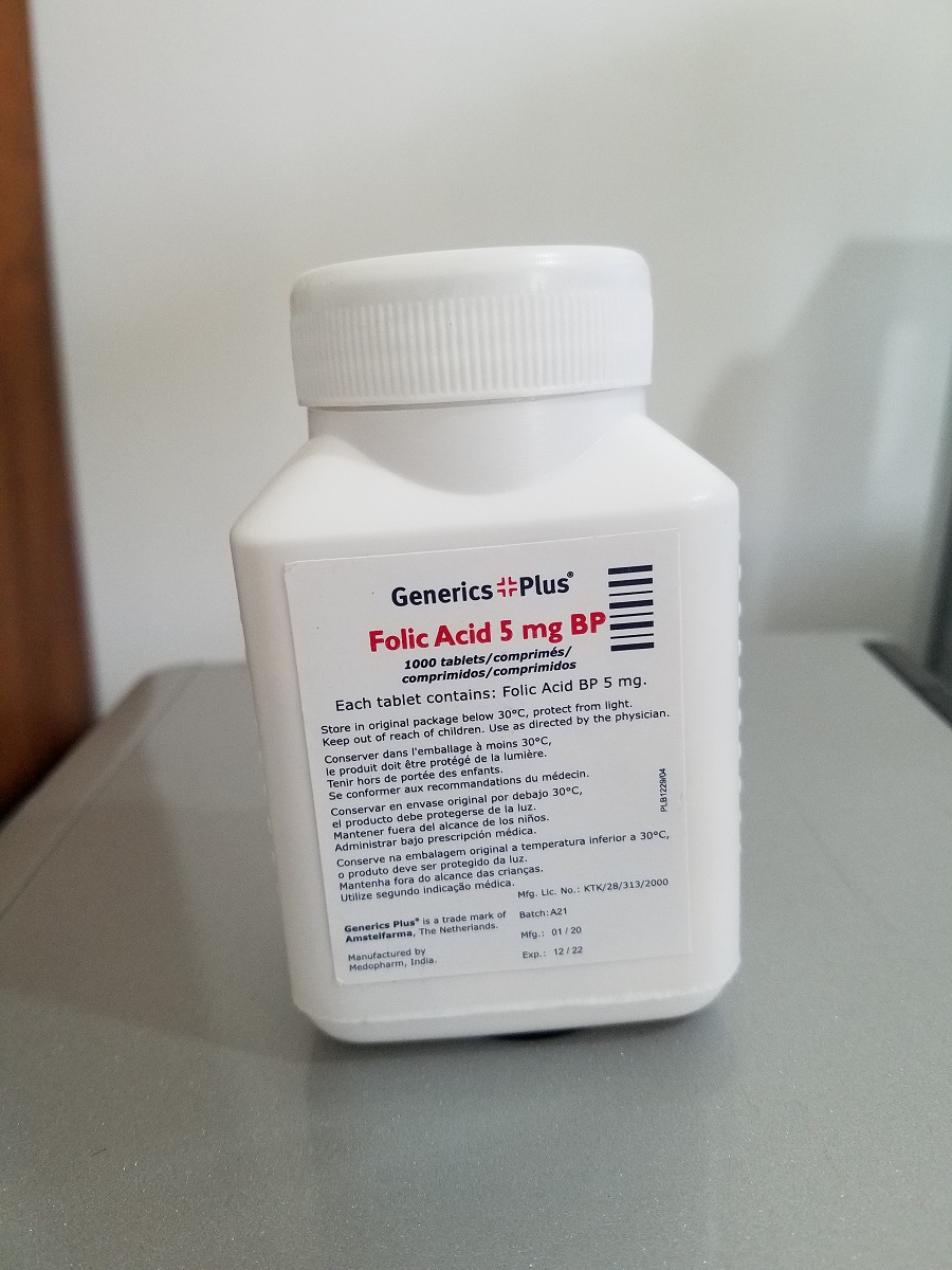 Folic Acid 5mg x 1000ct Generics Plus