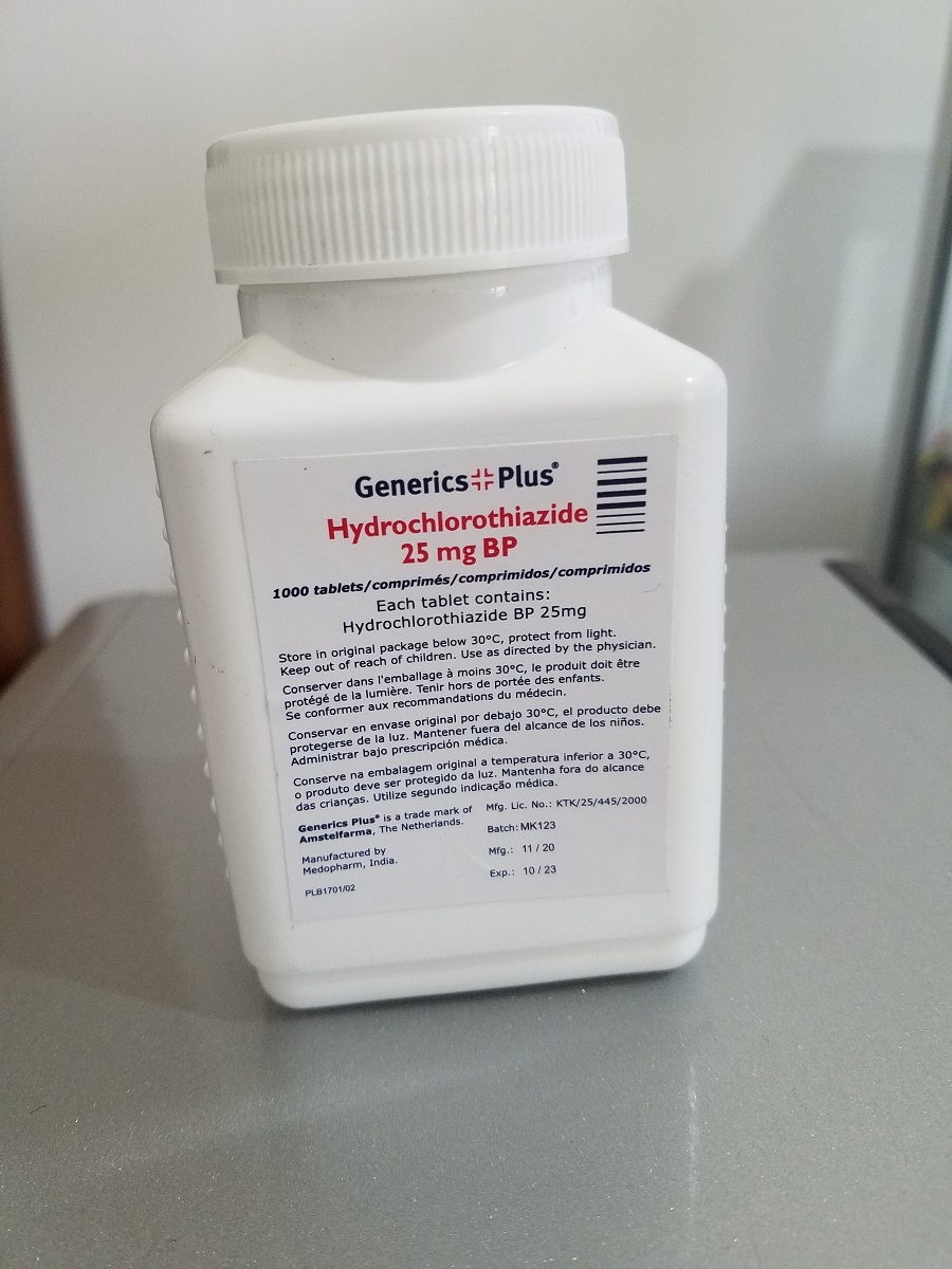 Hydrochlorothiazide 25mg BP x 1000 Generics Plus
