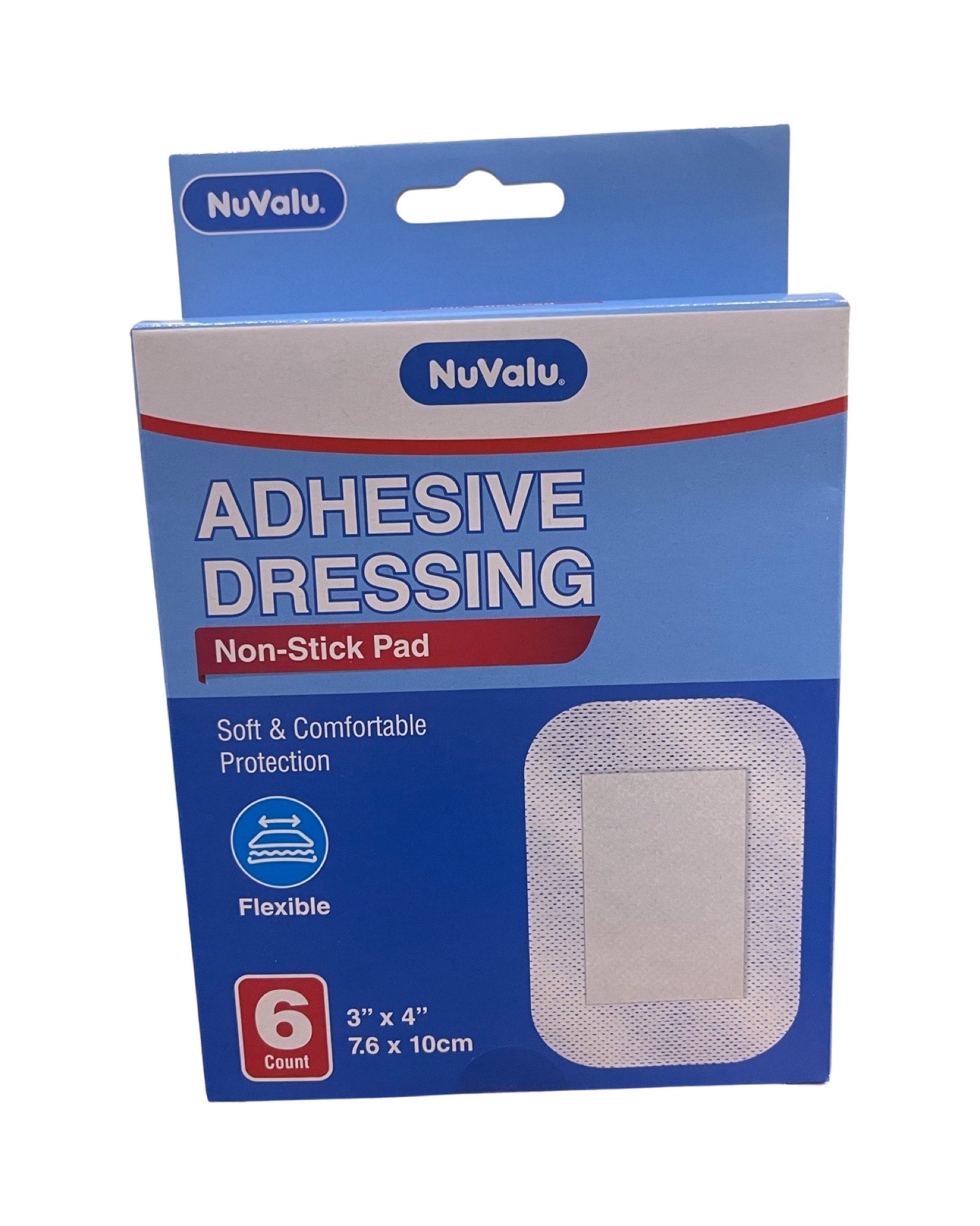 NUVALU DRESSING ADHESIVE BANDAGE 3IN X 4IN 6PC