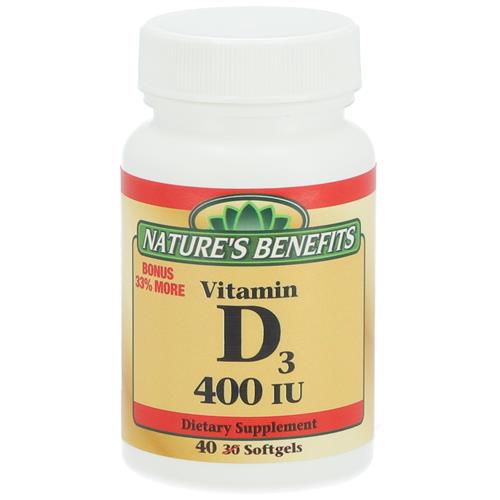 Natures Benefit Vitamin D3 400iu x 40ct September/2024