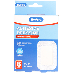 NUVALU DRESSING ADHESIVE BANDAGE 2IN X 3IN 6PC