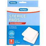 NUVALU GAUZE PADS 4IN X 4IN 8PC STERILE