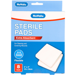 NUVALU GAUZE PADS 4IN X 4IN 8PC STERILE