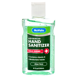 NUVALU HAND SANITIZER 8 OZ W/CAP ALOE VERA