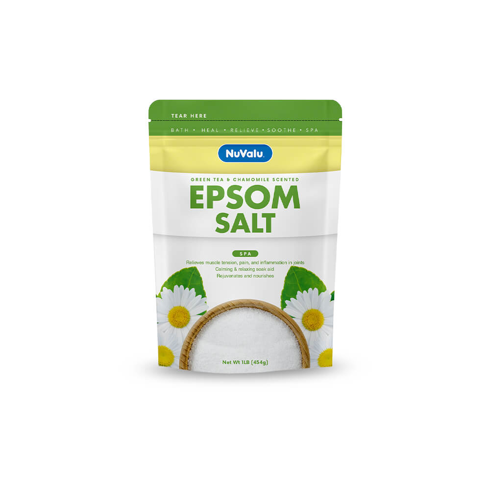 NUVALU EPSOM SALT 16 OZ GREEN TEA & CHAMOMILE
