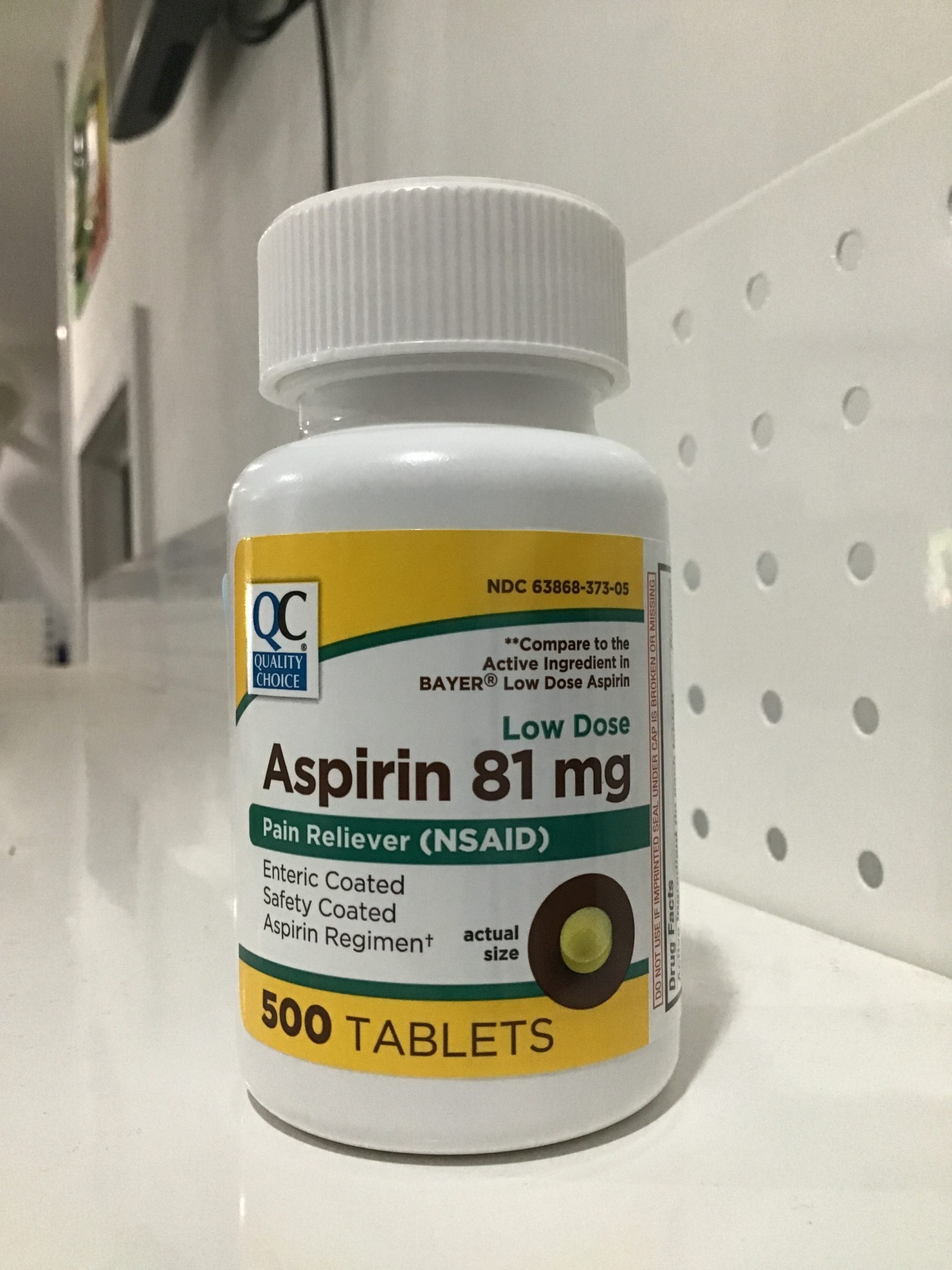 QC Aspirin 81mg low dose 500ct EC