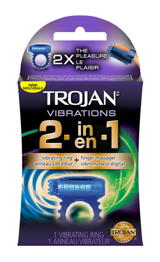 TROJAN 2 IN 1 VIBRATING RING MASSAGER 1CT