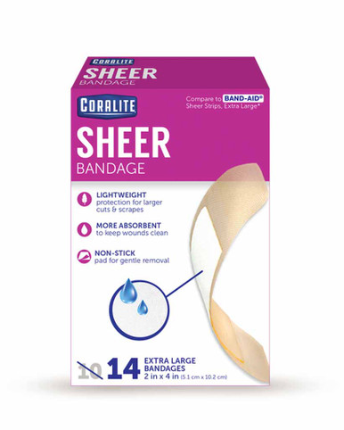 Coralite Sheer Bandage Extra Large 4"X2" 10ct